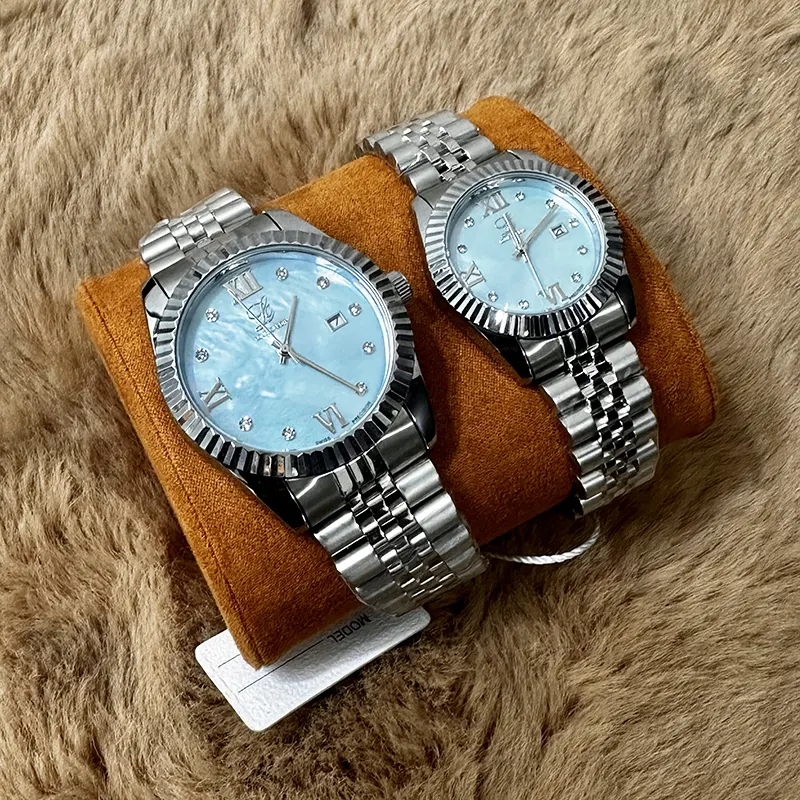 Louis Cardin Tiffany Blue Dial Couple Set- 1800G/8800L